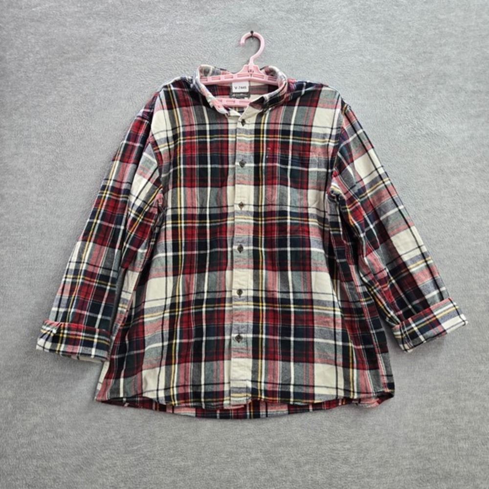 Eddie Bauer Men‎ Button Up Shirt XL Red Plaid Flannel Classic Fit Long Sleeve